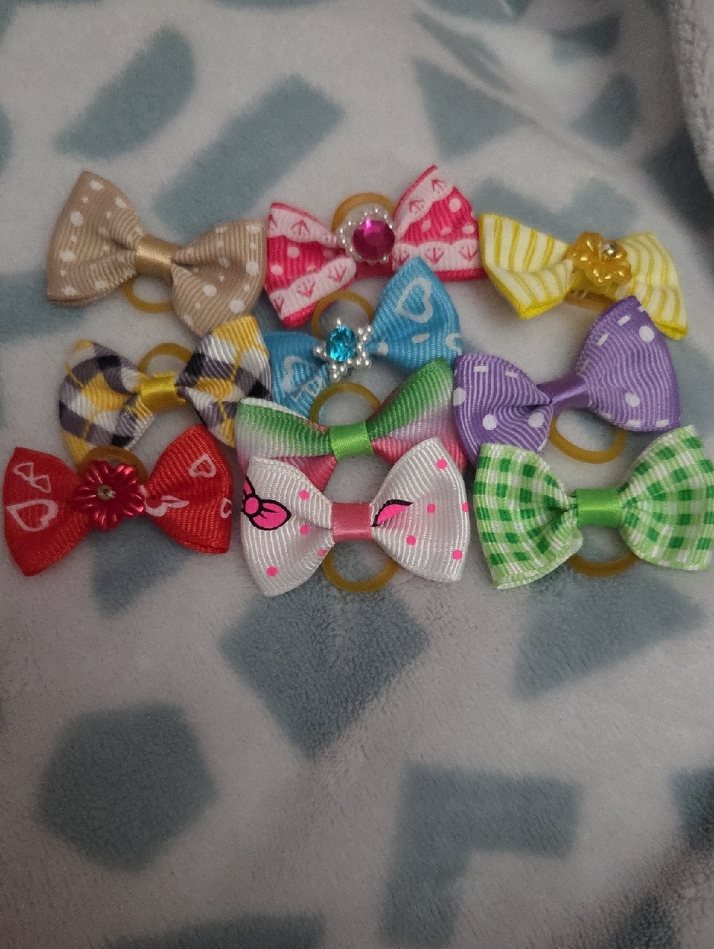 Colorful 10 Pc. Bow Hair Elastics for Dogs - Mixed Colors Pack #1